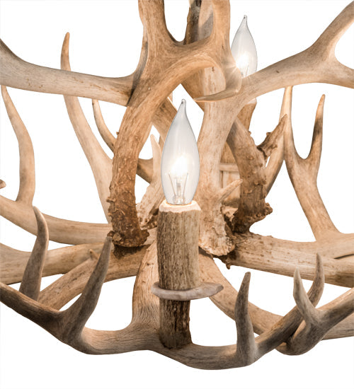 Meyda Lighting Antlers 30" 4-Light Antique Copper Mule Deer Chandelier