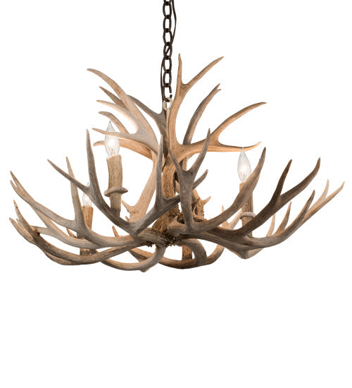 Meyda Lighting Antlers 30" 4-Light Antique Copper Mule Deer Chandelier