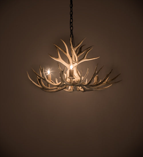 Meyda Lighting Antlers 32" 4-Light Antique Copper Mule Deer Chandelier