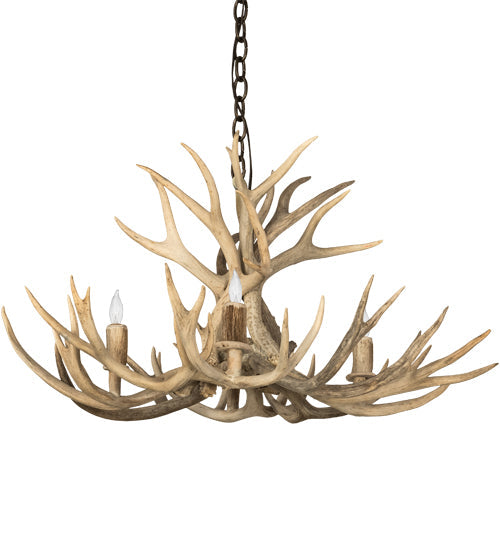 Meyda Lighting Antlers 32" 4-Light Antique Copper Mule Deer Chandelier