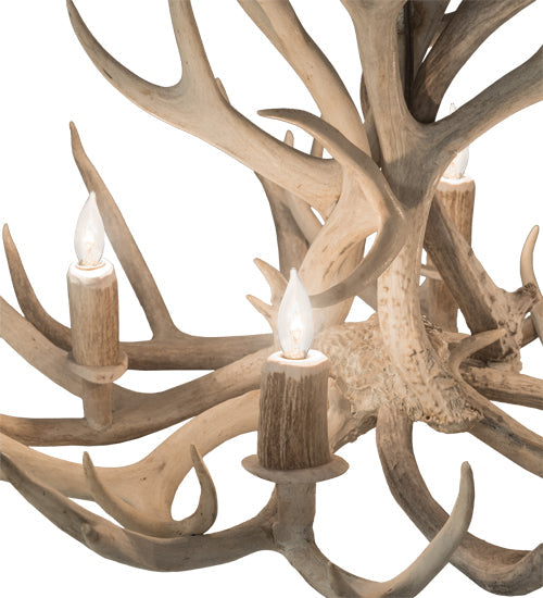 Meyda Lighting Antlers 32" 4-Light Antique Copper Mule Deer Chandelier