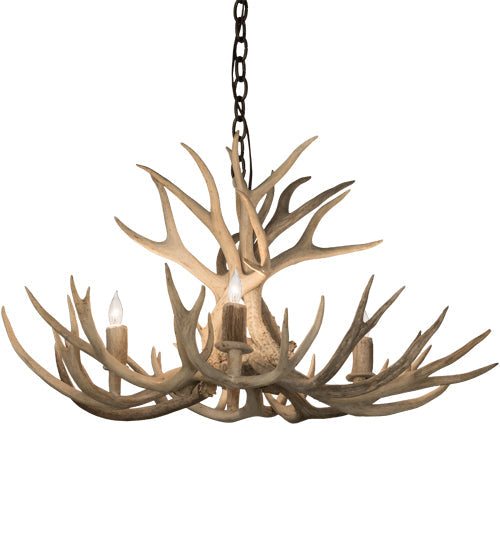 Meyda Lighting Antlers 32" 4-Light Antique Copper Mule Deer Chandelier