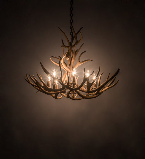 Meyda Lighting Antlers 32" 8-Light Antique Copper Mule Deer Chandelier