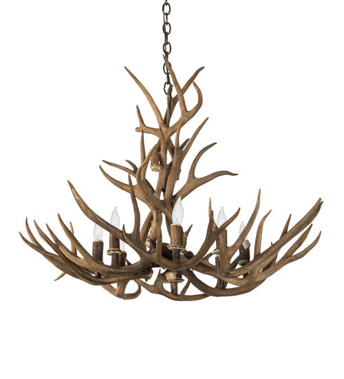 Meyda Lighting Antlers 32" 8-Light Antique Copper Mule Deer Chandelier