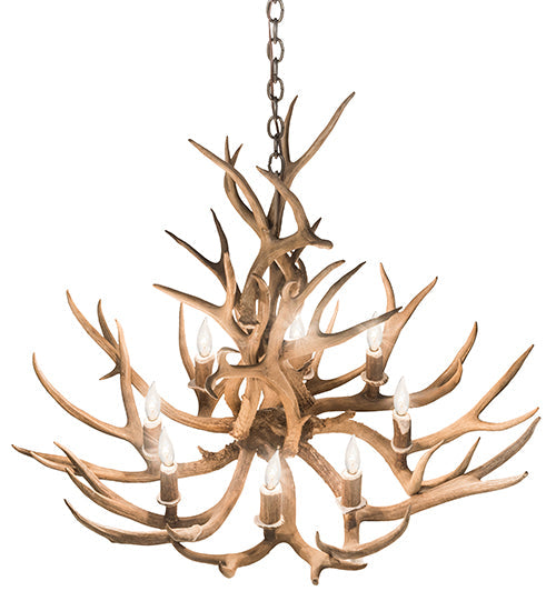 Meyda Lighting Antlers 32" 8-Light Antique Copper Mule Deer Chandelier