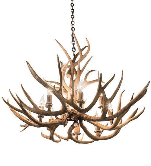 Meyda Lighting Antlers 32" 8-Light Antique Copper Mule Deer Chandelier