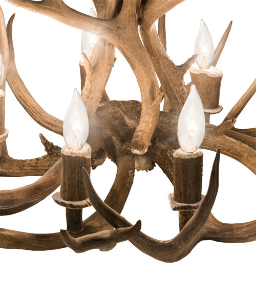 Meyda Lighting Antlers 32" 8-Light Antique Copper Mule Deer Chandelier