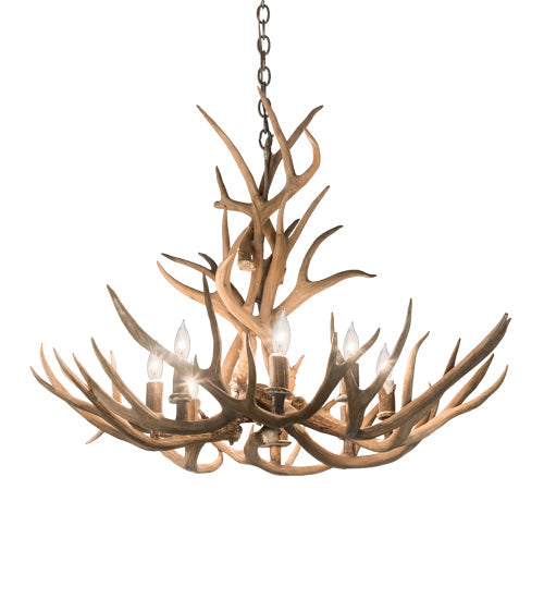 Meyda Lighting Antlers 32" 8-Light Antique Copper Mule Deer Chandelier