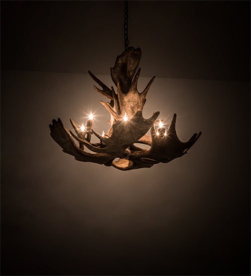 Meyda Lighting Antlers 33" 10-Light Antique Copper Moose Chandelier