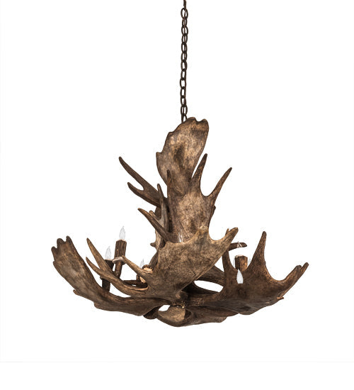 Meyda Lighting Antlers 33" 10-Light Antique Copper Moose Chandelier