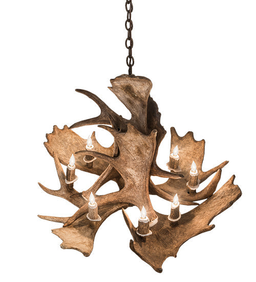 Meyda Lighting Antlers 33" 10-Light Antique Copper Moose Chandelier