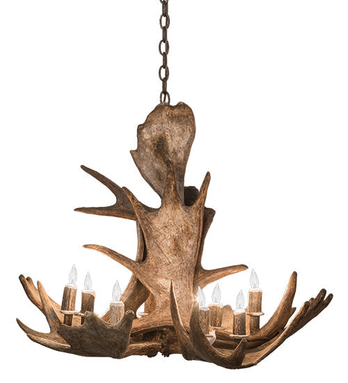 Meyda Lighting Antlers 33" 10-Light Antique Copper Moose Chandelier