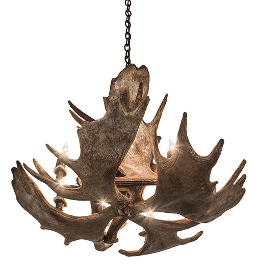 Meyda Lighting Antlers 33" 10-Light Antique Copper Moose Chandelier