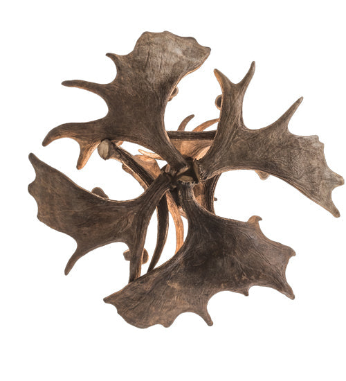 Meyda Lighting Antlers 33" 10-Light Antique Copper Moose Chandelier