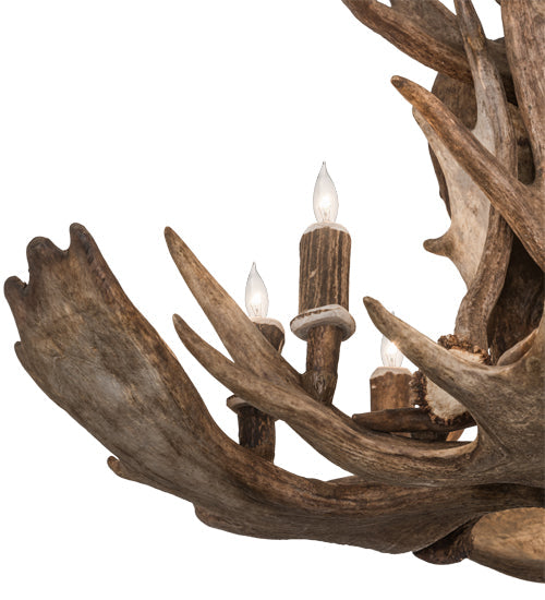 Meyda Lighting Antlers 33" 10-Light Antique Copper Moose Chandelier