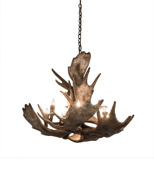 Meyda Lighting Antlers 33" 10-Light Antique Copper Moose Chandelier