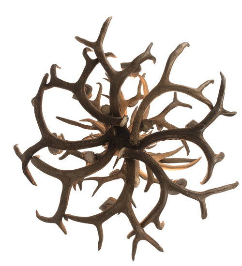 Meyda Lighting Antlers 34" 12-Light 2-Tier Antique Copper Mule Deer Chandelier