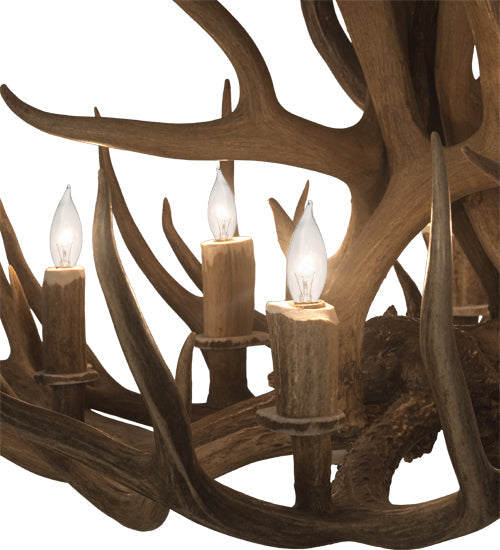Meyda Lighting Antlers 34" 12-Light 2-Tier Antique Copper Mule Deer Chandelier