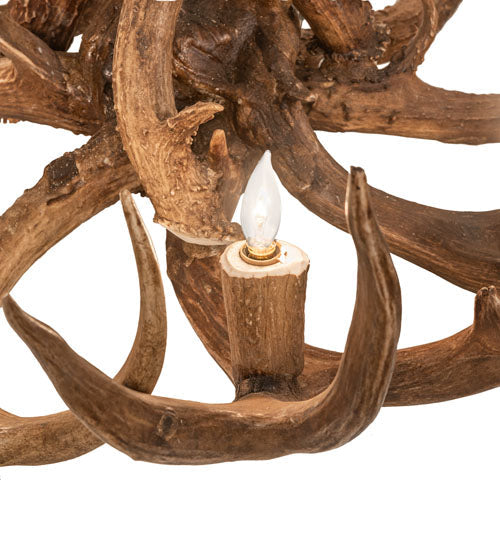 Meyda Lighting Antlers 34" 9-Light Antique Copper Elk & Mule Deer Chandelier