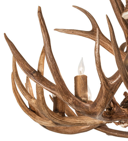 Meyda Lighting Antlers 34" 9-Light Antique Copper Elk & Mule Deer Chandelier