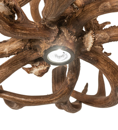 Meyda Lighting Antlers 34" 9-Light Antique Copper Elk & Mule Deer Chandelier