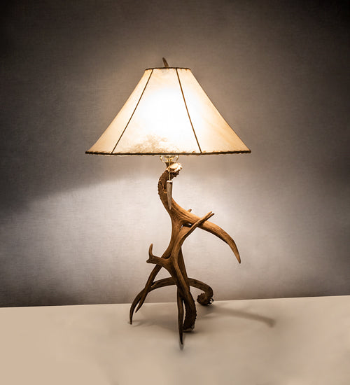 Meyda Lighting Antlers 34" Elk & Mule Deer Table Lamp With Beige Shade