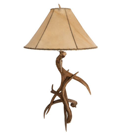Meyda Lighting Antlers 34" Elk & Mule Deer Table Lamp With Beige Shade
