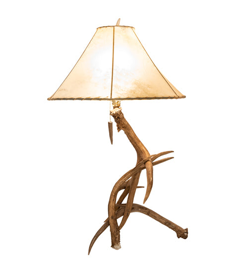 Meyda Lighting Antlers 34" Elk & Mule Deer Table Lamp With Beige Shade