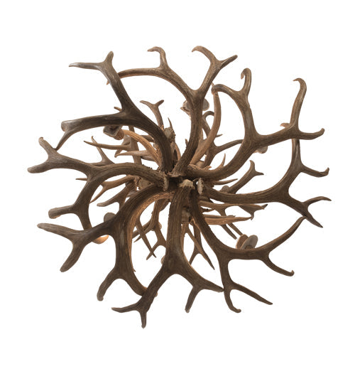 Meyda Lighting Antlers 36" 12-Light 2-Tier Antique Copper Mule Deer Chandelier