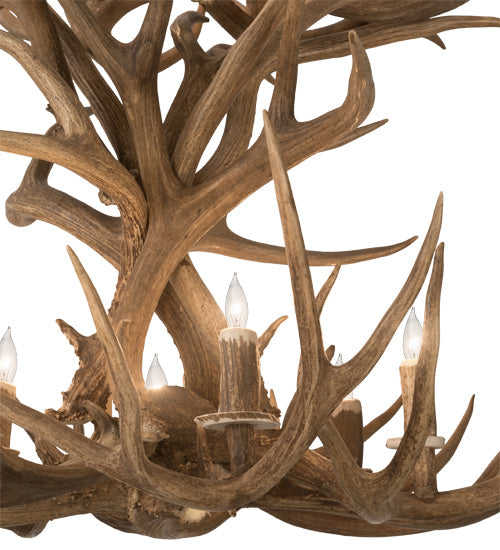 Meyda Lighting Antlers 36" 12-Light 2-Tier Antique Copper Mule Deer Chandelier