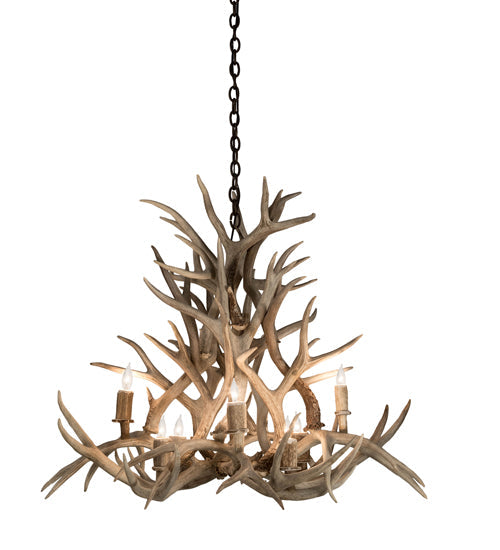 Meyda Lighting Antlers 38" 8-Light Antique Copper Mule Deer Chandelier