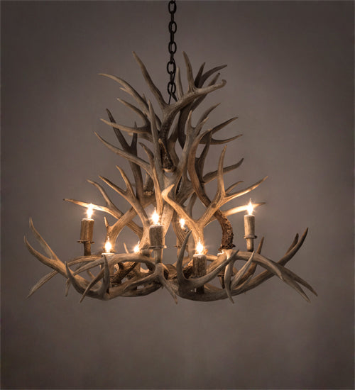 Meyda Lighting Antlers 38" 8-Light Antique Copper Mule Deer Chandelier