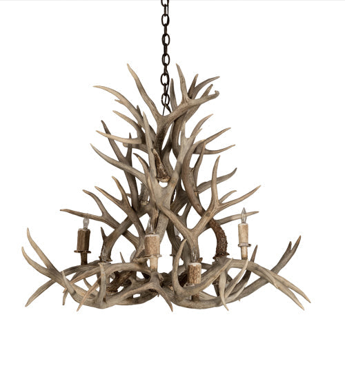 Meyda Lighting Antlers 38" 8-Light Antique Copper Mule Deer Chandelier