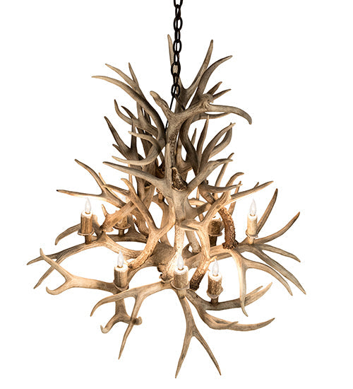 Meyda Lighting Antlers 38" 8-Light Antique Copper Mule Deer Chandelier