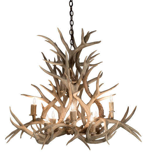 Meyda Lighting Antlers 38" 8-Light Antique Copper Mule Deer Chandelier