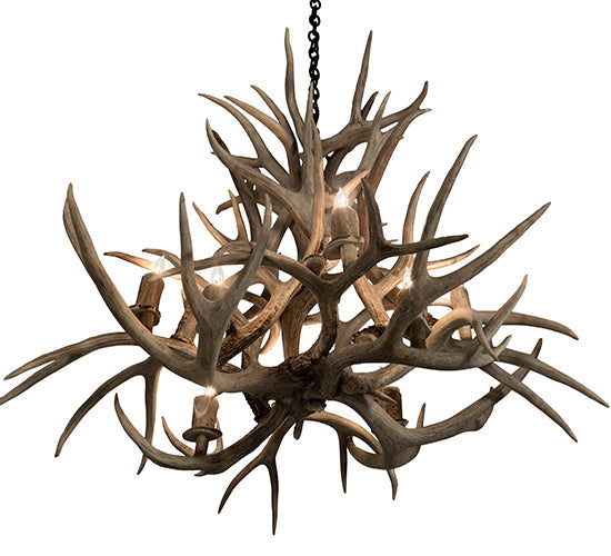 Meyda Lighting Antlers 38" 8-Light Antique Copper Mule Deer Chandelier