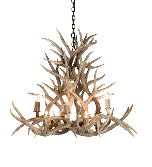 Meyda Lighting Antlers 38" 8-Light Antique Copper Mule Deer Chandelier