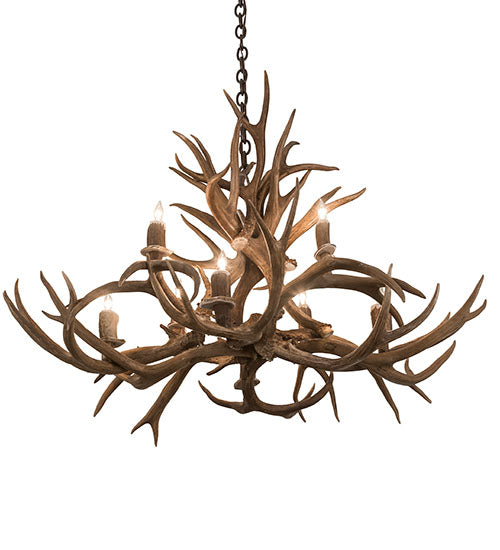 Meyda Lighting Antlers 39" 8-Light Antique Copper Chandelier