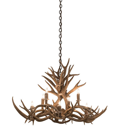 Meyda Lighting Antlers 39" 8-Light Antique Copper Chandelier