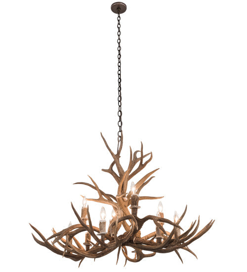 Meyda Lighting Antlers 42" 10-Light Antique Copper Mule Deer Chandelier