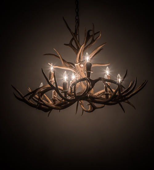 Meyda Lighting Antlers 42" 10-Light Antique Copper Mule Deer Chandelier