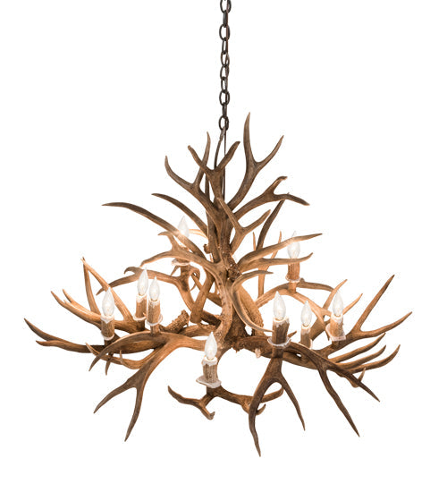 Meyda Lighting Antlers 42" 10-Light Antique Copper Mule Deer Chandelier