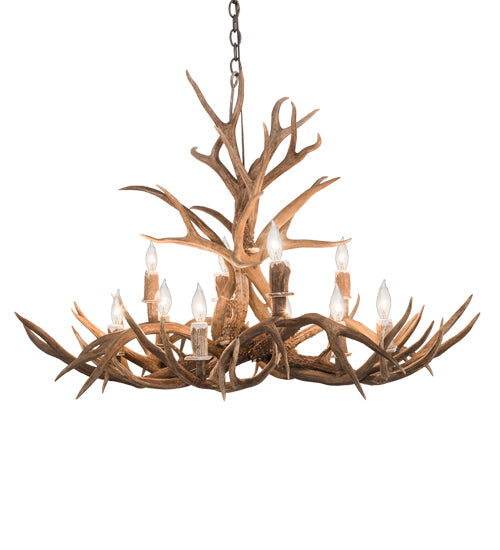 Meyda Lighting Antlers 42" 10-Light Antique Copper Mule Deer Chandelier
