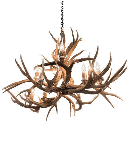 Meyda Lighting Antlers 42" 10-Light Antique Copper Mule Deer Chandelier