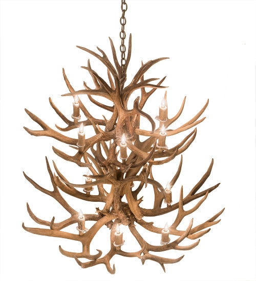 Meyda Lighting Antlers 42" 12-Light Antique Copper Mule Deer Chandelier