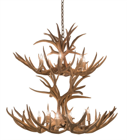 Meyda Lighting Antlers 42" 12-Light Antique Copper Mule Deer Chandelier