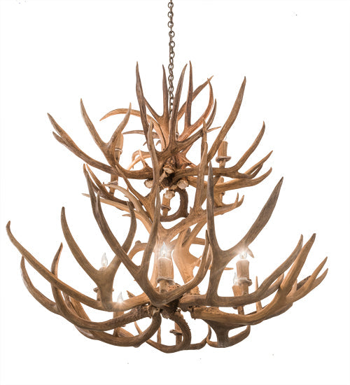 Meyda Lighting Antlers 42" 12-Light Antique Copper Mule Deer Chandelier