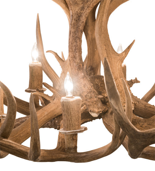 Meyda Lighting Antlers 42" 12-Light Antique Copper Mule Deer Chandelier