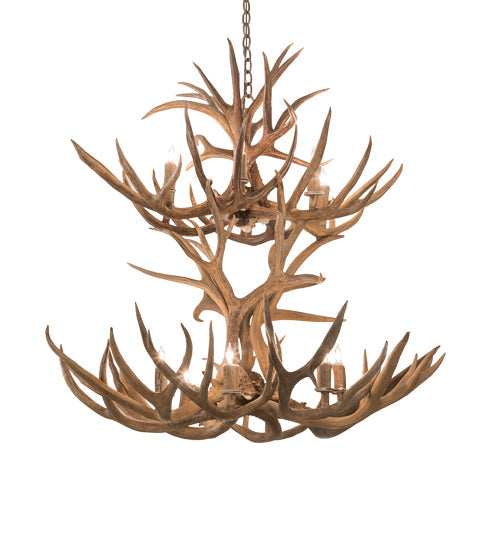 Meyda Lighting Antlers 42" 12-Light Antique Copper Mule Deer Chandelier