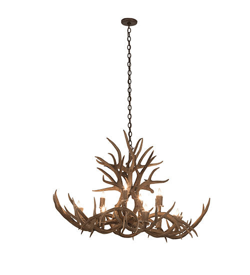 Meyda Lighting Antlers 45" 10-Light Antique Copper Mule Deer Chandelier